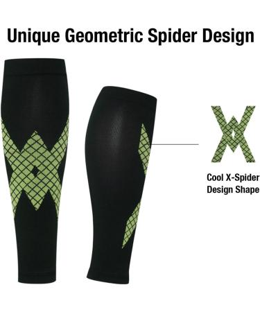 Buy Calf Compression Sleeves for Men & Women - X-Stripes Leg Compression Socks | 3 Pairs Green Medium | Enhance Sports Performance - Buy Online on GoSupps.com