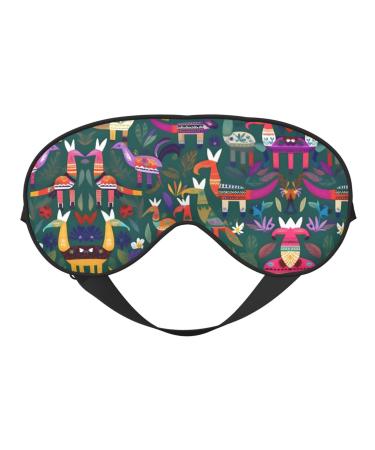 Mexican Otomi Animal Print Unisex Sleep Mask Double-Sided Eye Mask Ideal for Sound Sleep and Skin Care