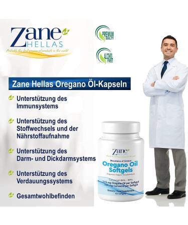 Zane Hellas Oregano Oil Softgels - High Concentration 20% Greek Essential Oil 100 mg Carvacrol 120 Capsules (Pack of 2) - Premium Quality for Immune Support - Buy Online on GoSupps.com