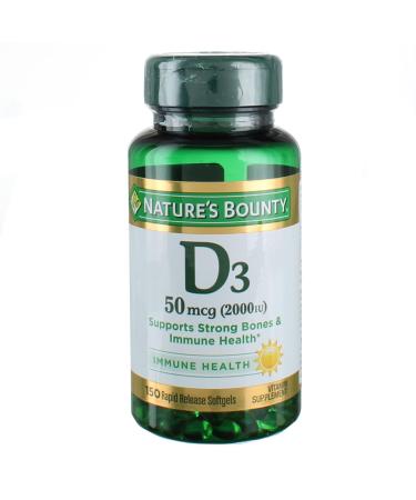 Nature's Bounty Vitamin D3 2000 IU Softgels 150 ea (Pack of 4)