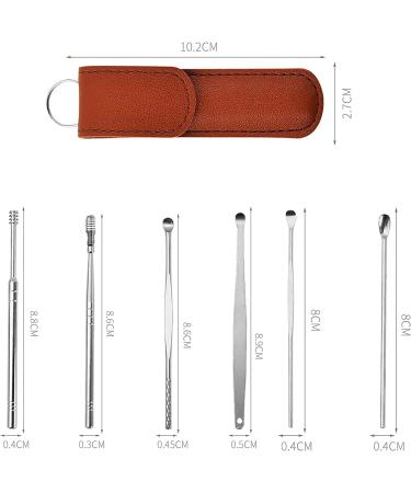 Skyrro Ear Wax Cleaner Kit - 6pcs Stainless Steel Ear Pick Set with Pu Leather Case (Pink) - Buy Online on GoSupps.com