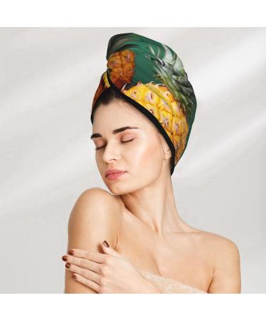 Banana Strawberry Pineapple Print Dry Hair Cap for Women Coral Velvet Hair Towel Wrap Absorbent Hair Drying Towel with Button Quick Dry Hair Turban for Travel Shower Gym Salons - Buy Online on GoSupps.com