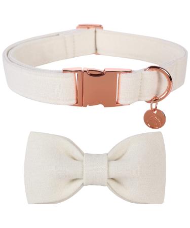 Dogwong dog collar with removable fly white pet collar dog hinge gift for girls or young dogs comfortable adjustable dog collar for small medium -sized dogs Large (pack of 1) white