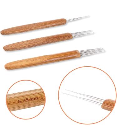 LDCREEE Dreadlock Crochet Hooks Set - 3 Pieces 0.75mm Wood Color for Hair Braid Craft - Buy Online on GoSupps.com