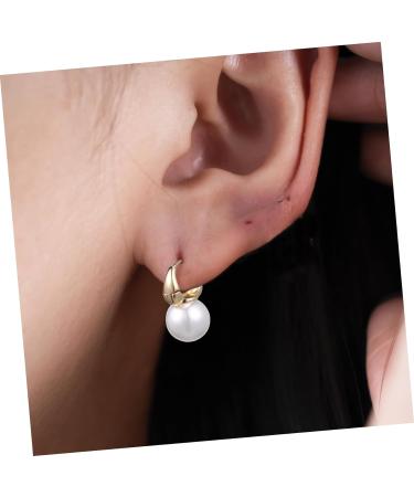ABOOFAN 1 Pair Pearl Hoops Miss Earring Jewelry Real Gold Plated Copper - Buy Online on GoSupps.com