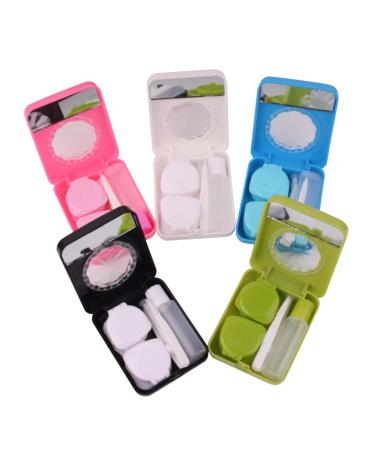 Lurrose Oval Foundation Brush 5pcs Lens Storage Lens Display Case Care Box Colored Contact Lenses Lens Case