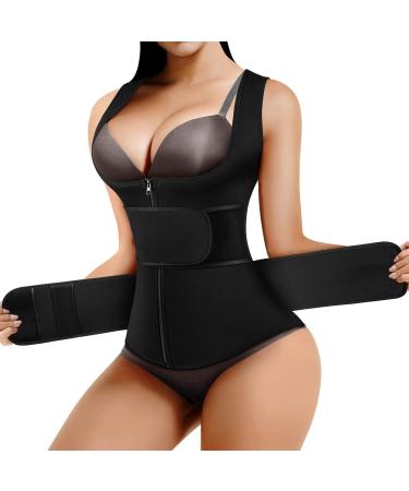 Sauna Sweat Vest Waist Trainer for Women Sauna Suit Weight Loss Workout Top Waist Trimmer 2 in 1 Neoprene Workout 3X-Large Black2