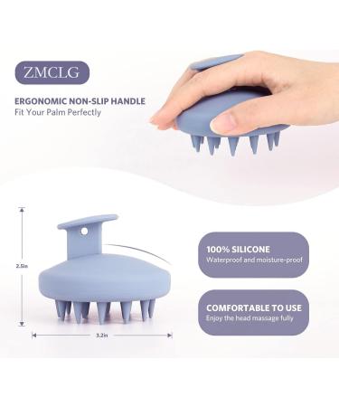 ZMCLG Scalp Massage Brush - Silicone Shampoo Brush for Peeling & Head Massage | Wet & Dry Scalp Massager Stimulating Hair Growth - Gray Blue - Buy Online on GoSupps.com