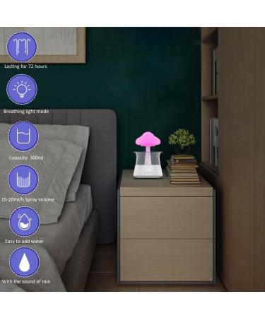 Cloud Rain Humidifier with Remote Control - 7 Color Changing Lights & Fountain Water Drop Sound - Essential Oil Diffuser for Home, Office, Bedside - White - Buy Online on GoSupps.com
