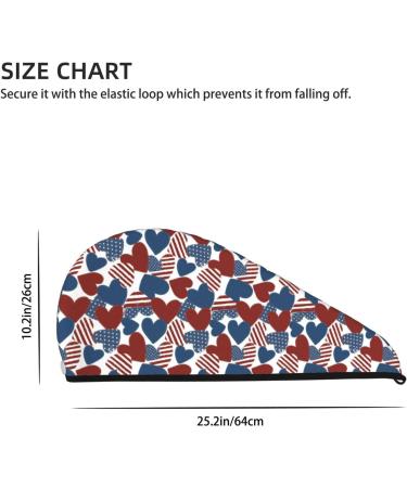 American Flag Heart Microfiber Hair Towel | Soft Super Absorbent Hair Wrap for Women | Quick Dry Coral Velvet for Long Curly Thick Hair - Buy Online on GoSupps.com