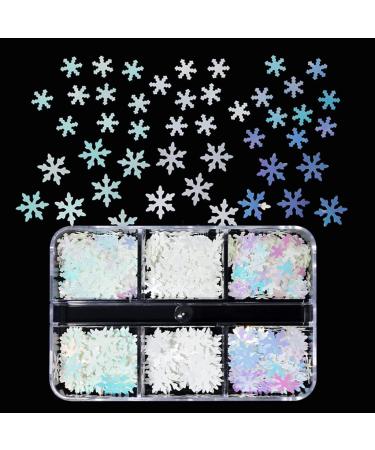 Christmas Glitter Nail Snowflakes Sequins Nail Art Decals Manicure Tips Decoration 6 Grids/Box For Women Gifts Snowflake Glitter Stickers - Buy Online on GoSupps.com