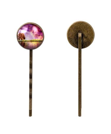 4 Pieces Metal Hair Clips Vintage Retro Hair Pin Minimalist Decorative Hair Barrettes Bobby Pins for Women Girls Hair Accessories Landscape Tree Lake Sky Universe Galaxy color7846