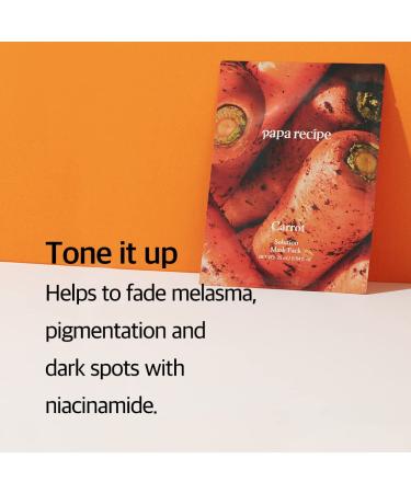 Papa Recipe Eggplant & Carrot Sheet Mask - Hydrating & Soothing for Sensitive Skin | Acne-Prone, Dull, and Uneven Skin | Radiant Complexion | 10 Sheets - Buy Online on GoSupps.com