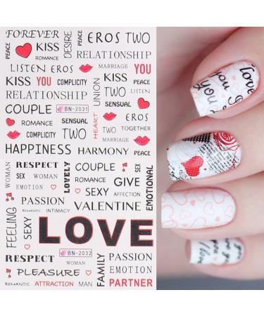 12 Design/Sheet Nail Art Decorations Manicure Butterfly-shape Rose Flower Newspaper Nail Stickers Valentine Retro Movie(BN1993-2004) - Buy Online on GoSupps.com