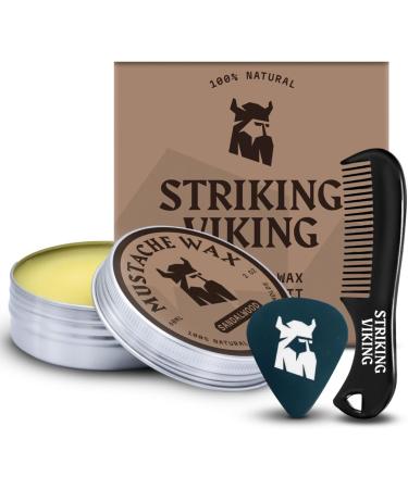 Striking Viking Mustache Wax and Comb Kit - 2 Ounce - Strong Hold Natural Beeswax - Sandalwood Scent - Men's Beard and Moustache Grooming - Buy Online on GoSupps.com