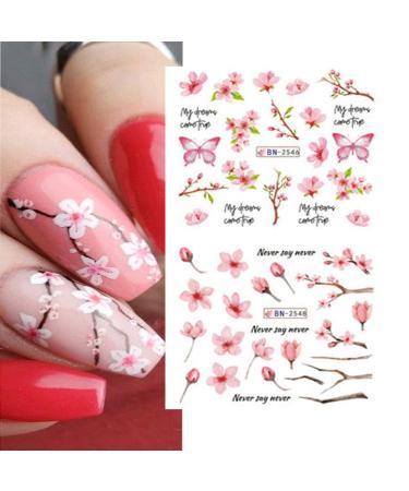 12PCS Sakura Nail Sticker Decals - Cherry Blossom Transfer Foil for Nail Art | Spring Floral Water Slider Accessory - Buy Online on GoSupps.com