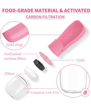 Foldable Dog Water Bottle with Waste Bag and Pet Cup - Portable Leak Proof Puppy Drinking Dispenser - Outdoor Walking or Travel for Dogs, Cats, and Other Animals - 19OZ Pink - Buy Online on GoSupps.com