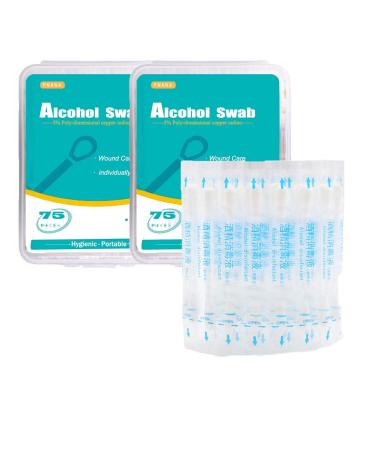 150 - PNANA Alcohol Swabs Cotton Swabsticks First Aid Kit Individually Wrapped for Rubbing Bruise Sanitizer Trave A-150 PCS