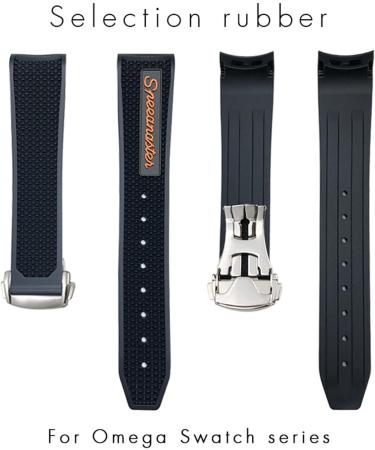 Buy HAMONEE Silicone Watch Strap | 18mm 19mm 21mm 22mm for Omega Moonwatch Speedmaster Seamaster - Soft Black Yellow Bracelet - Buy Online on GoSupps.com