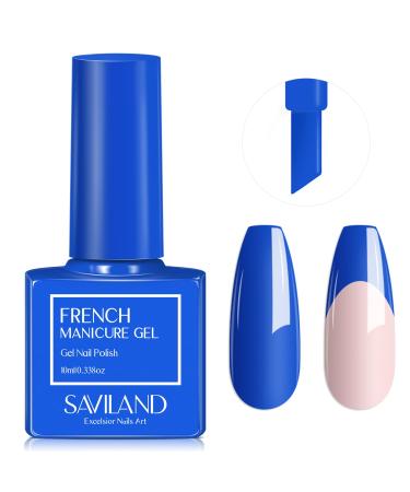 Saviland French Gel Nail Polish - 1PC 10ML Blue Gel Polish U V LED Soak Off Gel Quick French Manicure Gel Polish Nail Salon DIY Home for Starters Professionals 0.34 Fl Oz (Pack of 1) B-Blue