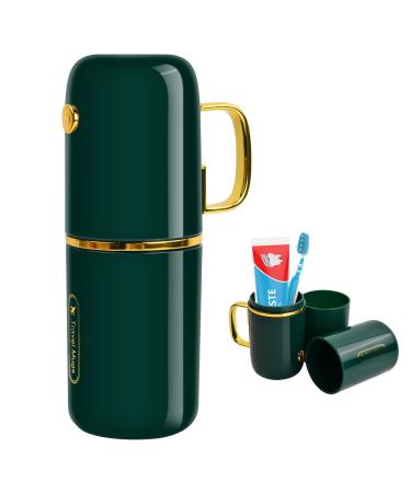 Toothbrushes case toothbrush mug travel oral cup plastic toothbrush holder toothbrushes and toothpaste storage box for camping travel business trips at home (dark green)