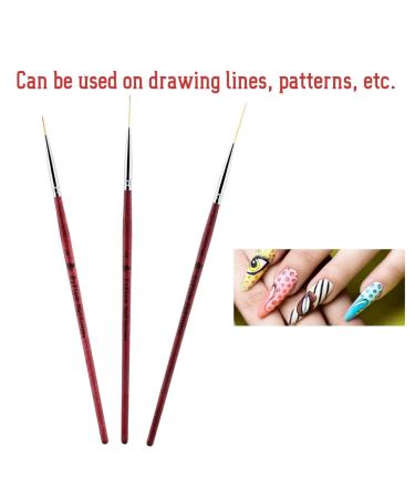 3 Pcs Nail Art Liner Brushes Set - UV Gel & Acrylic Painting Tools for DIY Manicure - Perfect Striping Brush Pen for Nail Art - Buy Online on GoSupps.com