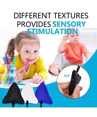 Shark Tooth Chew Necklace Bundle for Kids | Sensory Chew Teether for Teething, ADHD, Autism | Food Grade Silicone | Boys & Girls (Black/White/Blue) - Buy Online on GoSupps.com