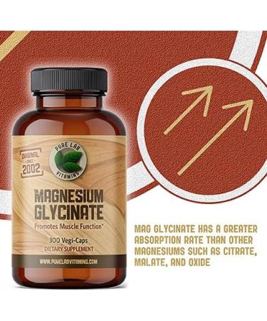 Magnesium Glycinate 165mg Capsules by Pure Lab Vitamins | Vegan, Gluten, Sugar, Soy Free | Made in Canada - Buy Online on GoSupps.com