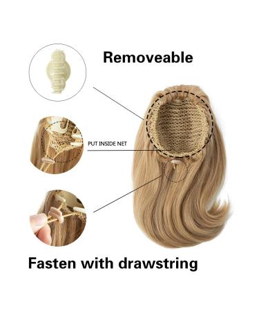 CJL HAIR Short Claw Clip Ponytail Extension 12 Inch - Ash Medium Brown/Ash Blonde - Synthetic Heat Friendly Fiber - for Women, Girls, Kids - Pack of 1 - Buy Online on GoSupps.com