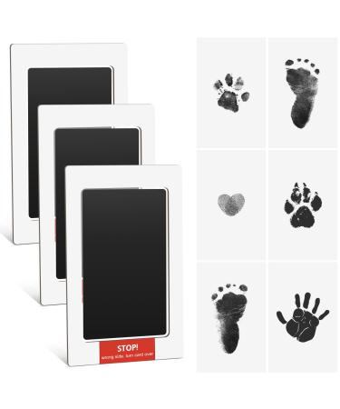 Anyfirst Baby Footprint Kit & Handprint Kit Inkless Dog Paw Print Kit With 3 Ink Pad and 6 Imprint Cards For Baby Boy Gifts Newborn