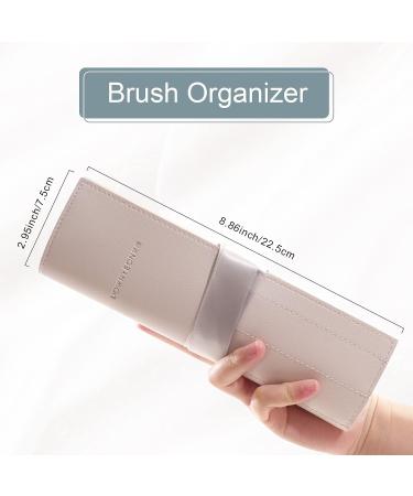 Rownyeon 12pcs White Grey Makeup Brush Set - Professional Synthetic Brushes for Foundation, Blending, Powder, Blush, Concealer, and Eyeshadow - With PU Leather Roll - Buy Online on GoSupps.com