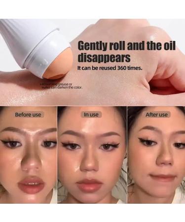 Oil-Absorbing Volcanic Face Roller for Oily Skin Control - Reusable Facial Skin Care Tool (Black/White) - Buy Online on GoSupps.com