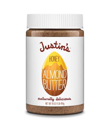 Justin's Honey Almond Butter, No Stir, Gluten-free, Non-GMO, Responsibly Sourced, 16 Ounce Jar 1 Pound (Pack of 1)
