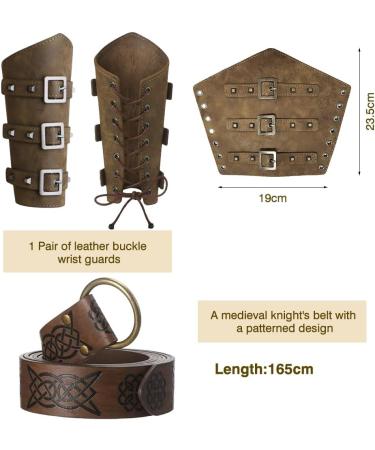 Occin Men's Medieval Clothing Set - 5 Piece Renaissance Costume with Shirt Pants Belt & Accessories - Viking Style Lace-Up Design - Buy Online on GoSupps.com