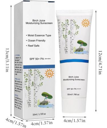 Birch Juice Moisturizing Sun Cream Organic Sunscreen SPF50 Skincare Sunscreen Strong UV Protection No White Cast Moist Essence Type-50ml (B) - Buy Online on GoSupps.com