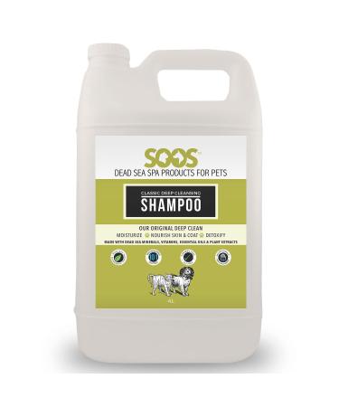 Soos Pets Dog Shampoo for Cats and Pets Natural Dead Sea Classic Deep Cleansing Fast Absorbing Coat with Vitamins Minerals Essential Oils Natural Ingredients Antib-acterial - 1x Pet Shampoo (4L) 4L / 1.32 gal
