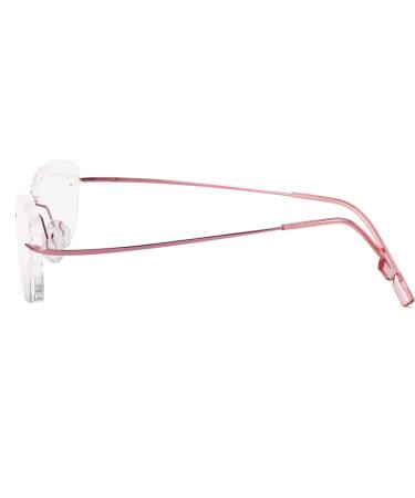 Rimless Titanium Reading Glasses for Women & Men - Super Light +2.0 Pink Reading Aid - Buy Online on GoSupps.com