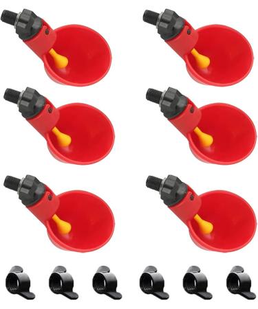 Red Automatic Plastic Chicken Drinker Cups 6pcs Poultry Drinke Used for Poultry Chicken Hen and Birds - Buy Online on GoSupps.com