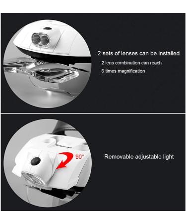 Magnifier Headband with LED Light Magnifying Glasses for Eyelash Extensions with 5 Different Lenses Magnifier for Reading Hands Free - Buy Online on GoSupps.com