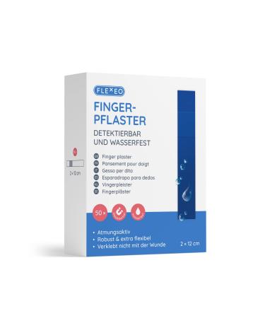 Plaster detectable & waterproof - in blue 2cmx12cm - finger plaster set 50 pieces - Detectable Waterproof Bandaid - Paving set Ideal for food industry detectable blue
