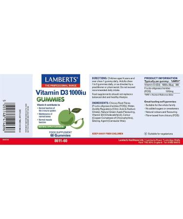  Lamberts Lamberts Vitamin D3 100IE 60 gummies - Buy Online on GoSupps.com