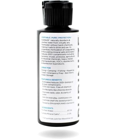 PURINIZE 2 oz - Patented Natural Water Purifying Solution for Camping & Survival - Chemical Free - Buy Online on GoSupps.com