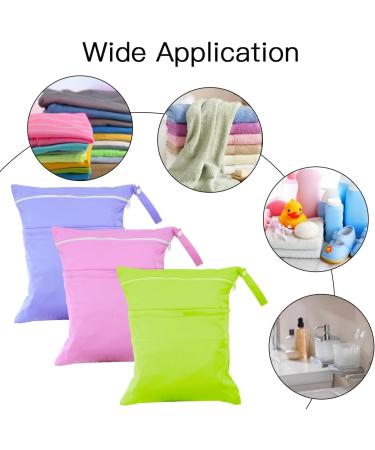 3Pcs Wet Bag Set | Reusable Nappy Changing Bags | Waterproof | Double Zipper | Babies Daycare & Travel | Green Purple Red - Buy Online on GoSupps.com