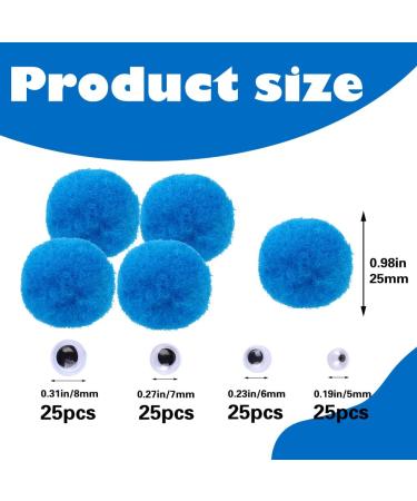 300 Light Blue Pom Poms with Self-Adhesive Wiggly Eyes - 1 Inch Fuzzy Balls for Crafts | Xmas DIY Art Decorations - Buy Online on GoSupps.com