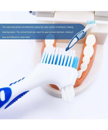 Denture Brush Set | Retainer Cleaner Toothbrush | Portable Double Bristle Head | 4Pcs (Blue Green Purple Orange) - Buy Online on GoSupps.com