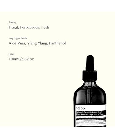 Aesop Lightweight Facial Hydrating Serum 100mL | Anti-Aging & Hydrating for All Skin Types | Paraben-Free Cruelty-Free Vegan | Buy Online Internationally - Buy Online on GoSupps.com