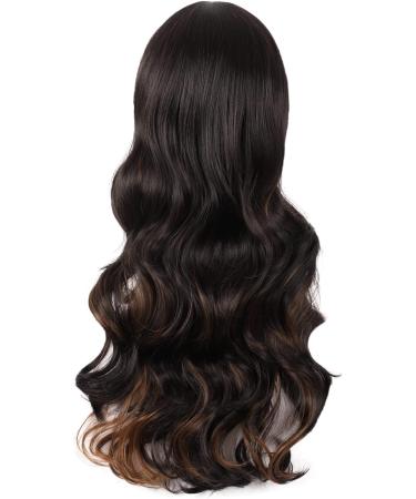 MapofBeauty 28 Charming Women Side Bangs Long Curly Synthetic Wig - Black Mixed Brown - Buy Online on GoSupps.com