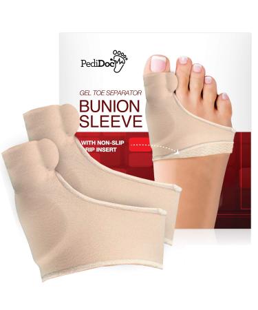 PediDoc Bunion Corrector - Bunion Relief Sleeves Bunion Pads Brace Cushion for Women Toe Straightener with Gel Toe Separator  Spacer  Straightener & Spreader   Hallux Valgus Relief Big Toe Alignment L Large