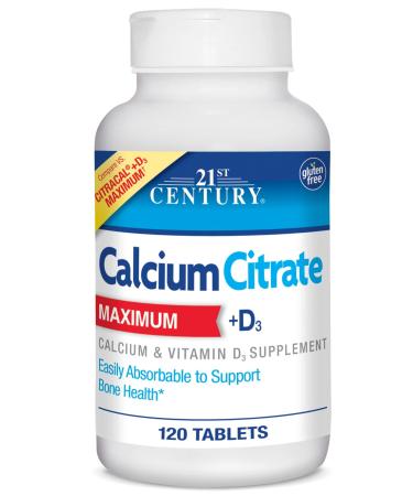 21st Century Calcium Citrate Maximum + D3 120 Tablets