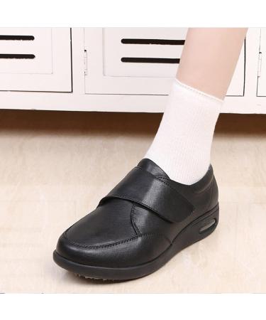 Adjustable Diabetic Shoes for Elderly Men & Women | Anti-Slip Sole | Comfortable House Shoes | Closed Toe - Size 12.5, Black - Buy Online on GoSupps.com